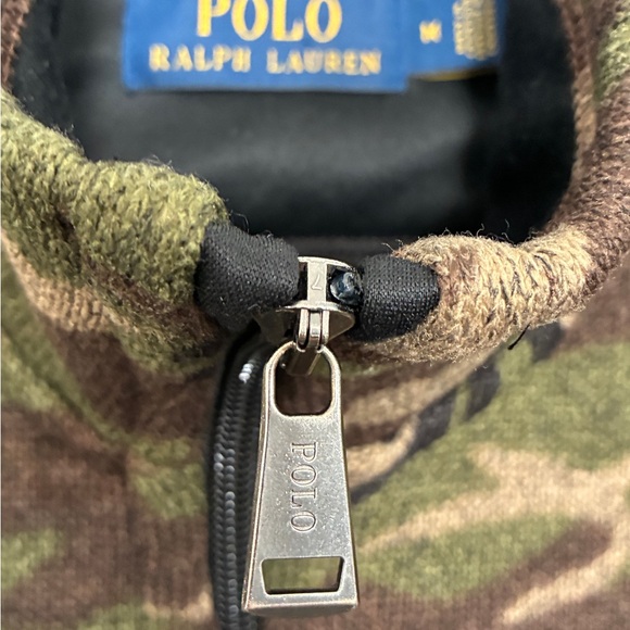Polo Ralph Lauren $228 Camo Full Zip Fleece Lined Sweater Jacket Green Medium - Picture 3 of 12